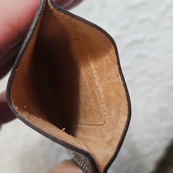 MENS BLACK LEATHER CARD CASE / CROC EMBOSSED WITH MONEY CLIP - Picture 5 of 8